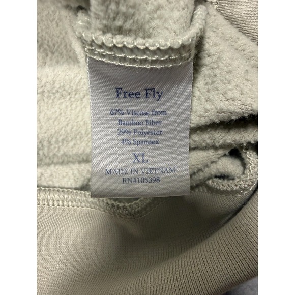 Free Fly Hoodie Mens XL White Bamboo Fleece Pullover Kangaroo Pocket Lightweight - Picture 4 of 9